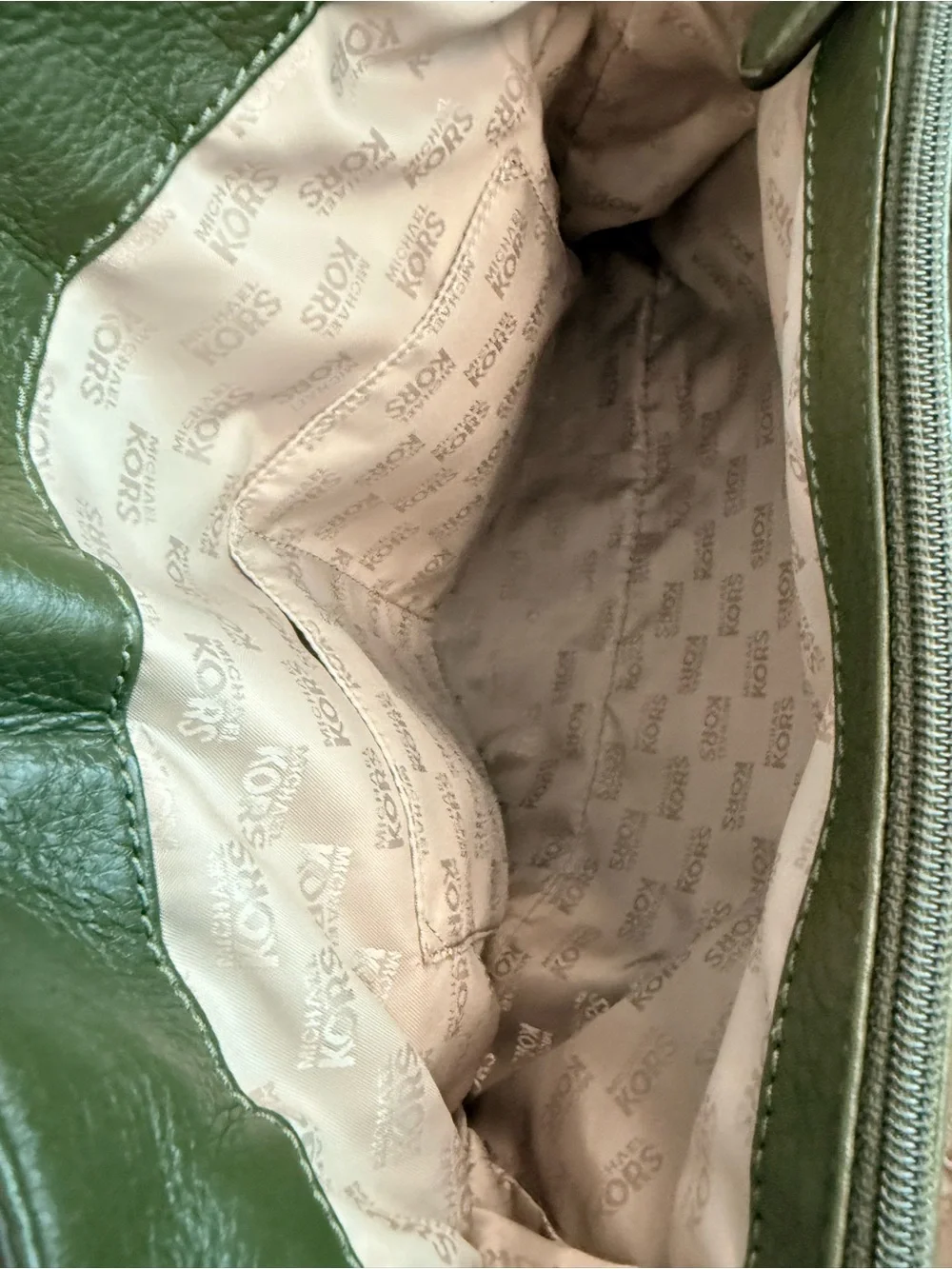 Michael Kors Dark Olive Hamilton Leather Satchel with Gold Hardware